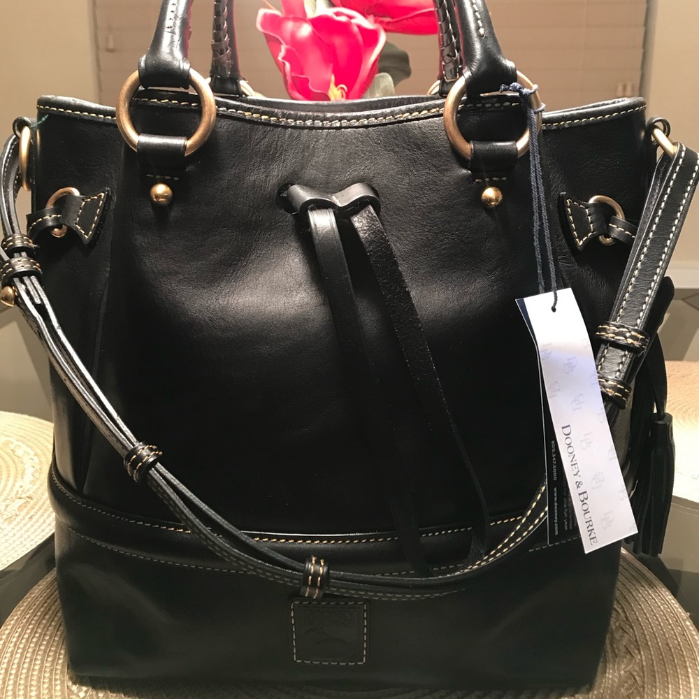 Dooney & Bourke Black Leather Tote with Gold Accents - Picture 5 of 5